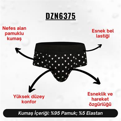 Lastikli Kalp Desenli Siyah Erkek Slip - DZN6375