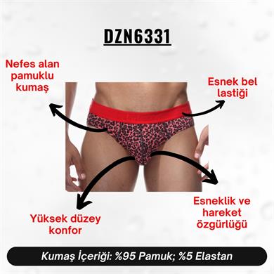 Lastikli Leopar Desenli Sexy Erkek Slip - DZN6331