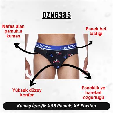 Lastikli Şapka Desenli Siyah Erkek Slip - DZN6385