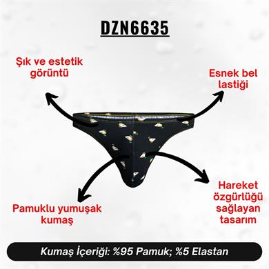 Ördek Desenli Siyah Erkek Tanga - DZN6635