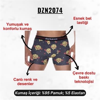 Pizza Desenli Erkek Boxer (Dijital Baskılı) - DZN2074