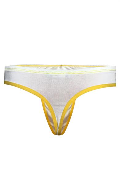 Sarı Biyeli Beyaz Erkek Tanga - DZN6632