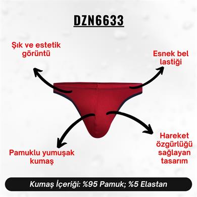Siyah Biyeli Kırmızı Erkek Tanga - DZN6633