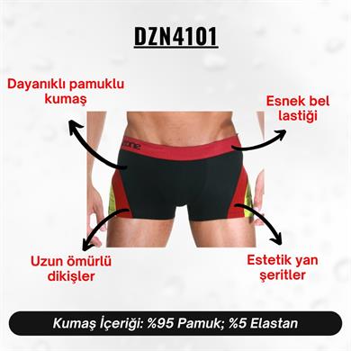 Siyah Parçalı Desenli Erkek Boxer - DZN4101