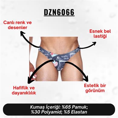 Tasarım Siyah Erkek Slip (Dijital Baskılı) - DZN6066