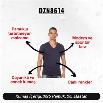 V Yaka Lacivert Erkek T-Shirt - DZN8614