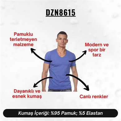 V Yaka Saks Erkek T-Shirt - DZN8615