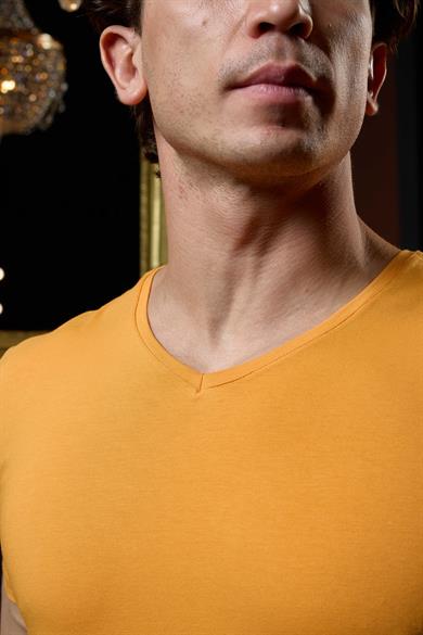 V Yaka Sarı Erkek T-Shirt - DZN8622