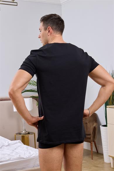 V Yaka Siyah Erkek T-Shirt - DZN8611