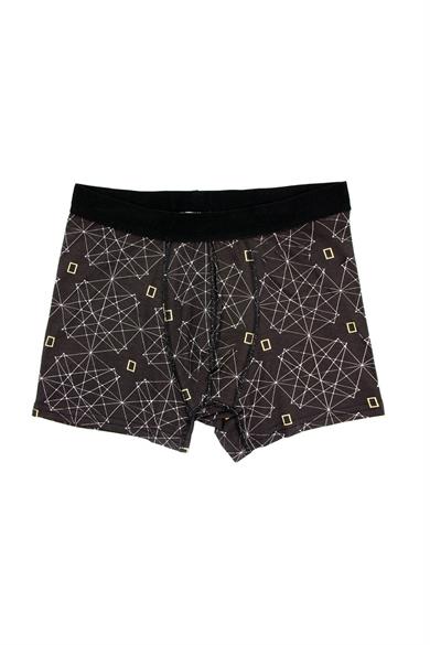 Wild Dog Erkek Pamuklu Desenli Siyah Klasik Boxer - WD0017