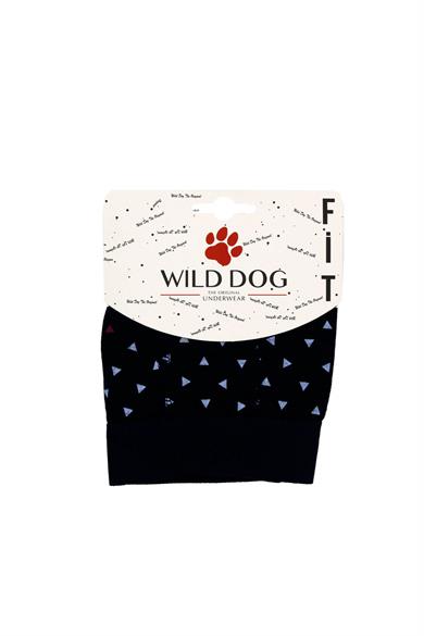 Wild Dog Erkek Pamuklu Üçgen Desenli Lacivert Klasik Boxer - WD0018