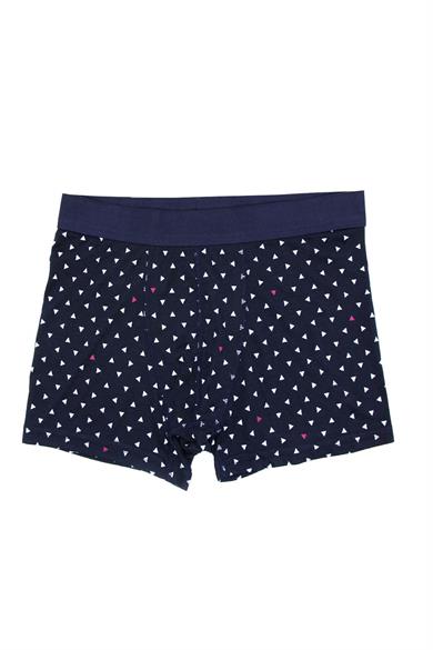 Wild Dog Erkek Pamuklu Üçgen Desenli Lacivert Klasik Boxer - WD0018