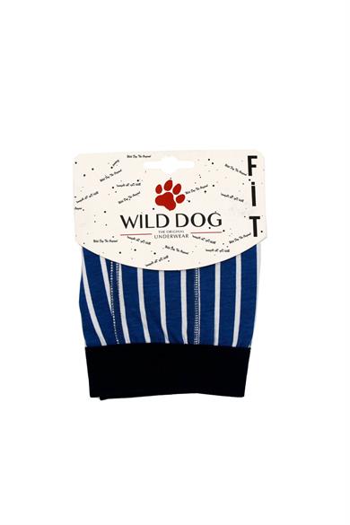 Wild Dog Erkek Pamuklu Çizgi Desenli Mavi Klasik Boxer - WD0020