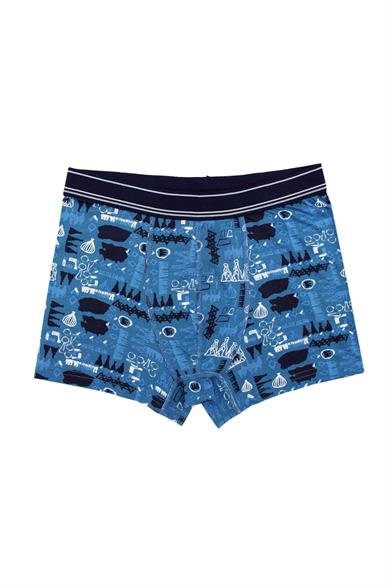 Wild Dog Erkek Modal Kapadokya Desenli Mavi Boxer - WD0053