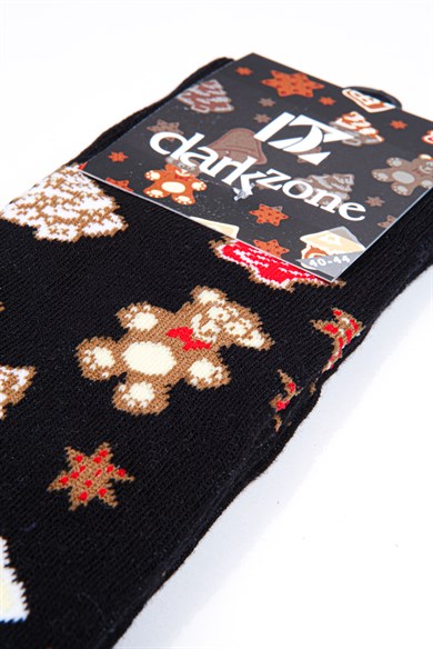 Yeni Yıl Figürleri Desenli Yılbaşı Erkek Çorap