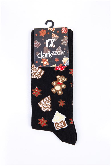 Yeni Yıl Figürleri Desenli Yılbaşı Erkek Çorap