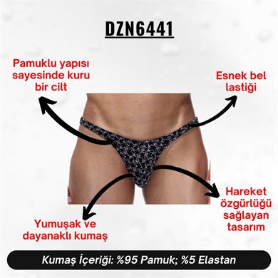 Yıldız Desenli Siyah Erkek Slip - DZN6441