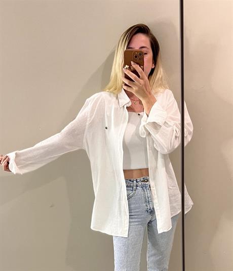 Beyaz Marka Model Keten Gömlek