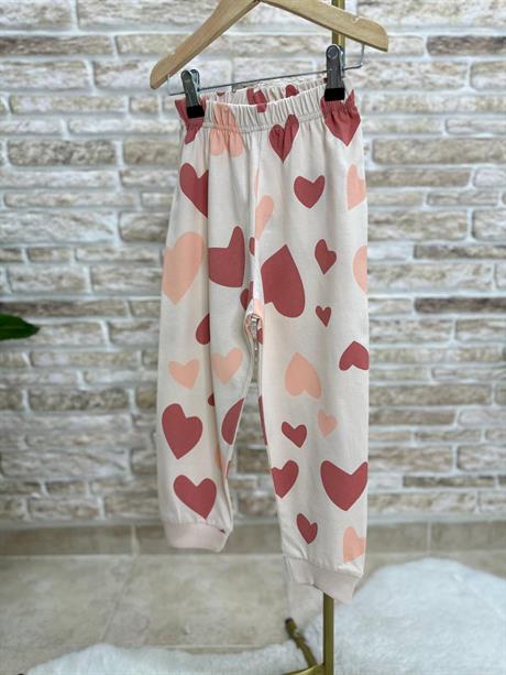 Kalp Baskılı Kız Pijama Takımı