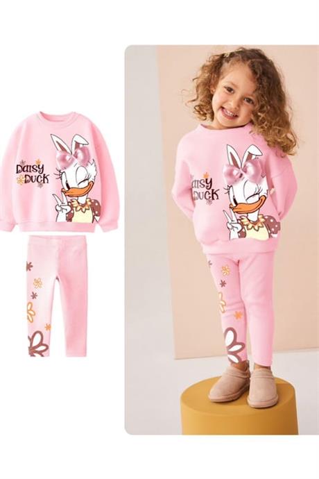 Kız Çocuk Daisy Baskı 3 iplik Taytlı Takım