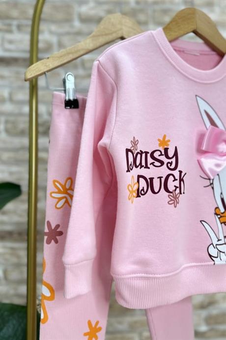Kız Çocuk Daisy Baskı 3 iplik Taytlı Takım