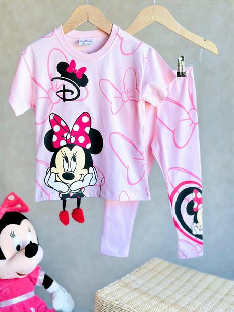 Mickey Mouse Ayak Detaylı Taytlı PembeTakım  