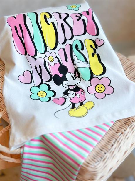 Mickey Mouse Çizgili Taytlı Takım  
