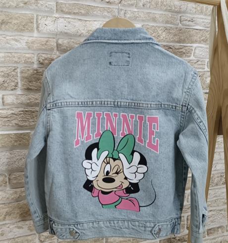 Minnie Mouse Baskılı Denim Ceket