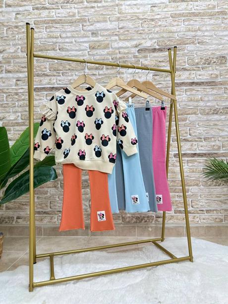 Minnie Mouse Baskılı Fitilli Taytlı Takım 