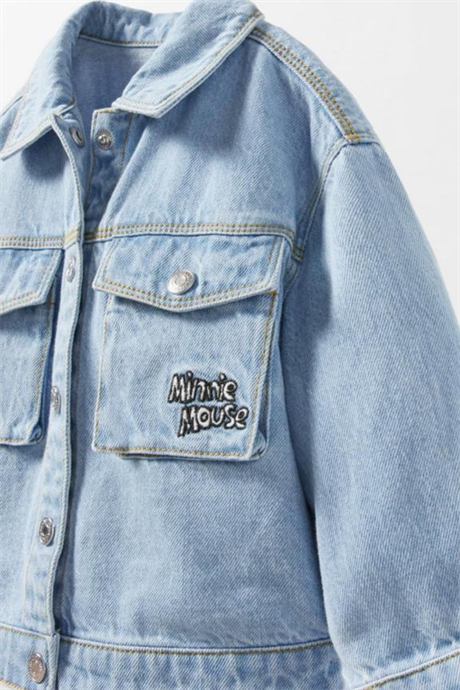 Orjinal Marka Minnie Mouse Pembeli Denim Ceket