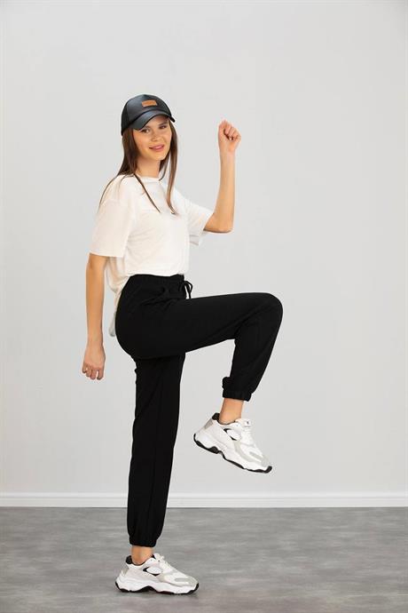 Siyah Paça Lastikli Modal Kumasş Jogger Eşofman 