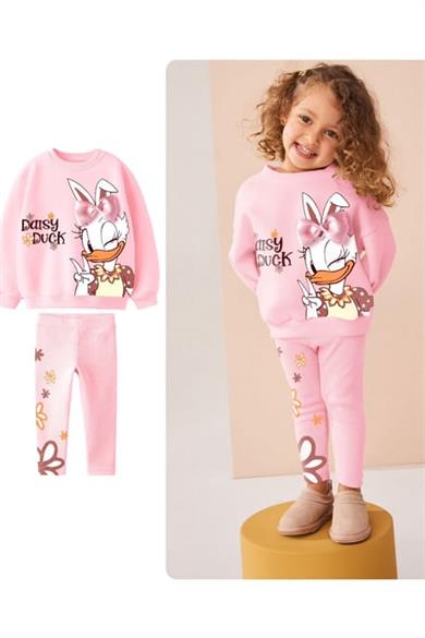 Kız Çocuk Daisy Baskı 3 iplik Taytlı Takım