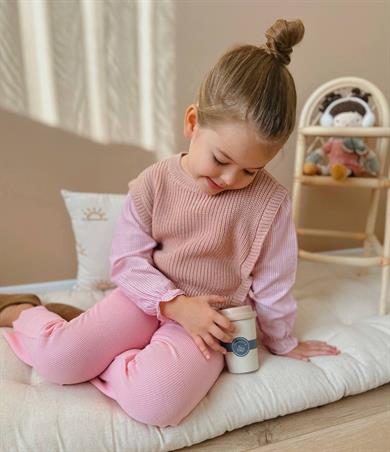 Kız Çocuk Kahve Triko Pembe Gömlekli Set Takım
