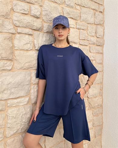 Lacivert Oys Oversize Şort Takım 