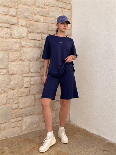 Lacivert Oys Oversize Şort Takım 