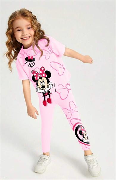 Mickey Mouse Ayak Detaylı Taytlı PembeTakım  