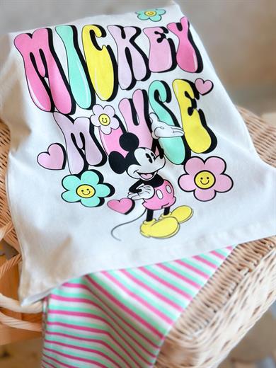 Mickey Mouse Çizgili Taytlı Takım  