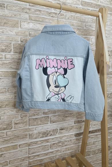 Minnie Baskılı Kalpli Denım Kot Ceket