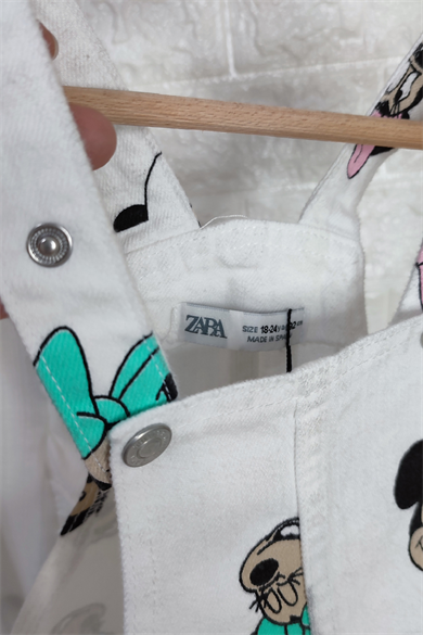 Orjinal Marka Minnie Mouse ve Mickey Baskılı Denim Elbise