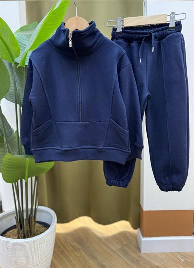 Unisex 3 İplik Lacivert Fermuar Detaylı  İkili Takımı