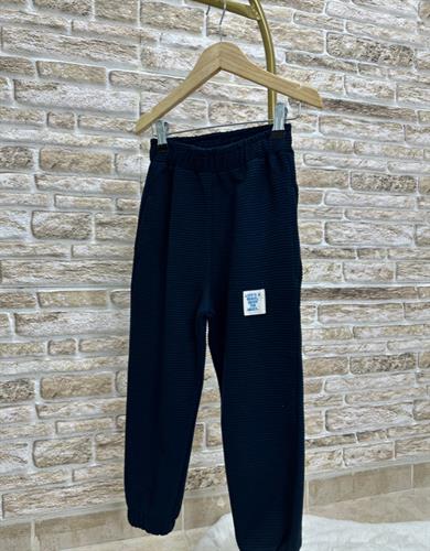 Unisex Çocuk 3 İplik Lacivert Fitilli Yarım Fermuarlı İkili Takım