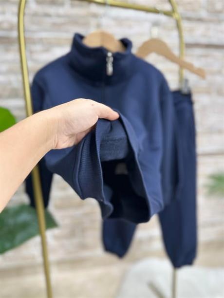 Unisex 3 İplik Lacivert Fermuar Detaylı  İkili Takımı