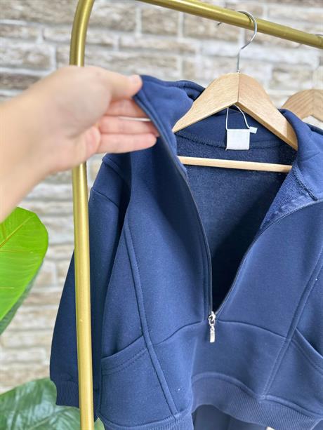 Unisex 3 İplik Lacivert Fermuar Detaylı  İkili Takımı