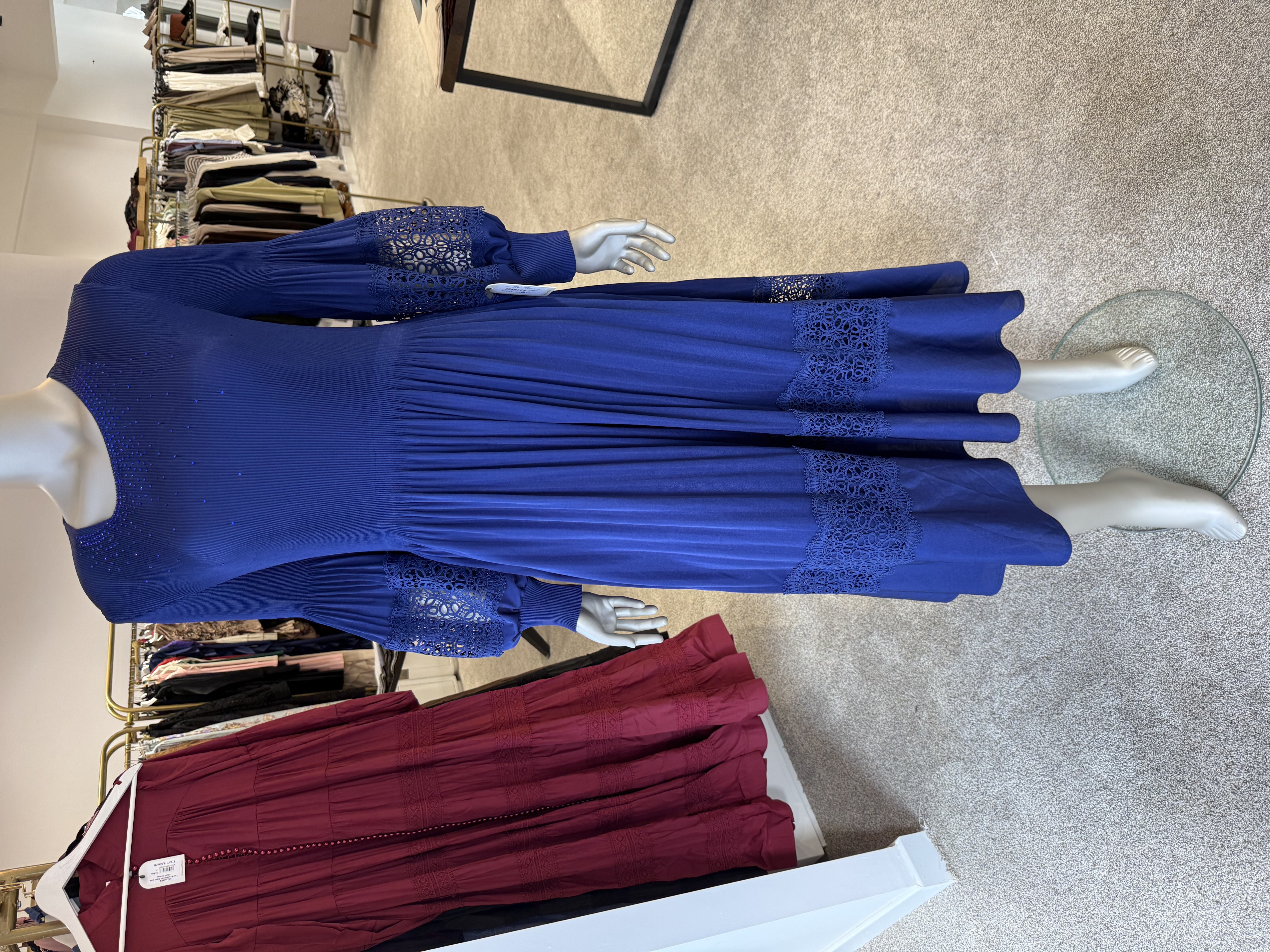 Dantelli Body Elbise Mavi