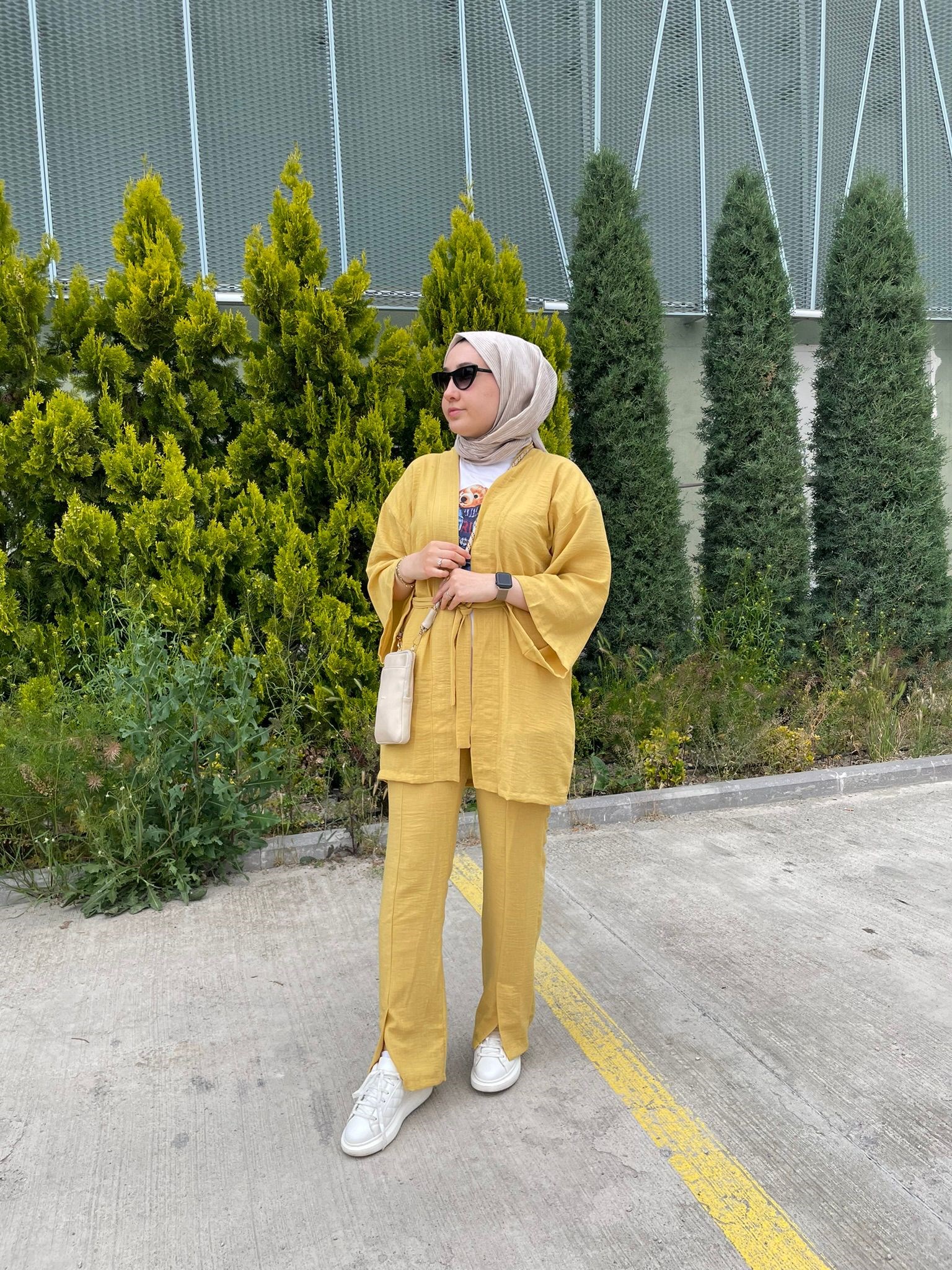 Pantolonlu Kimono Takım Hardal