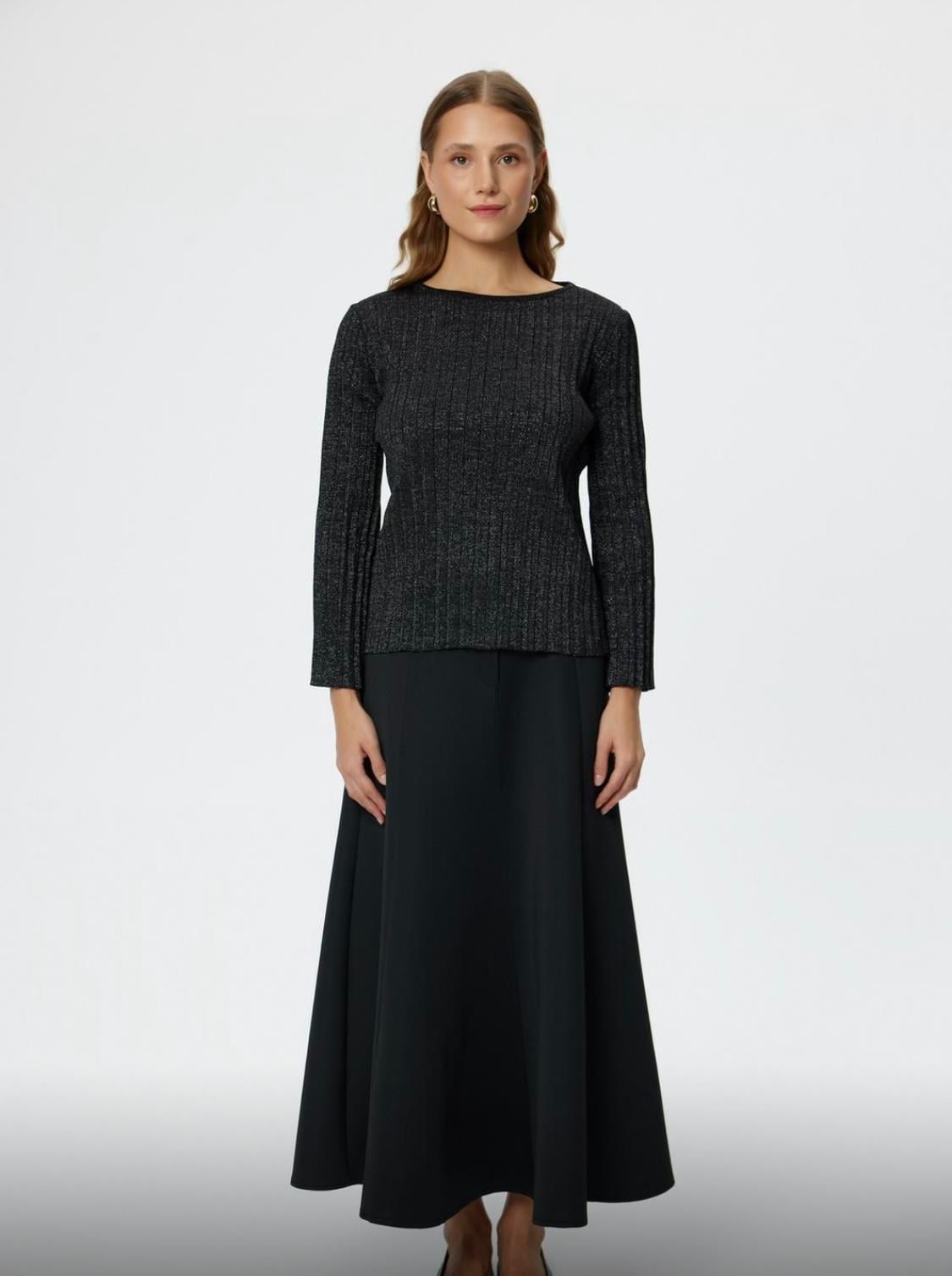 Uzun kol simli içlik siyah 