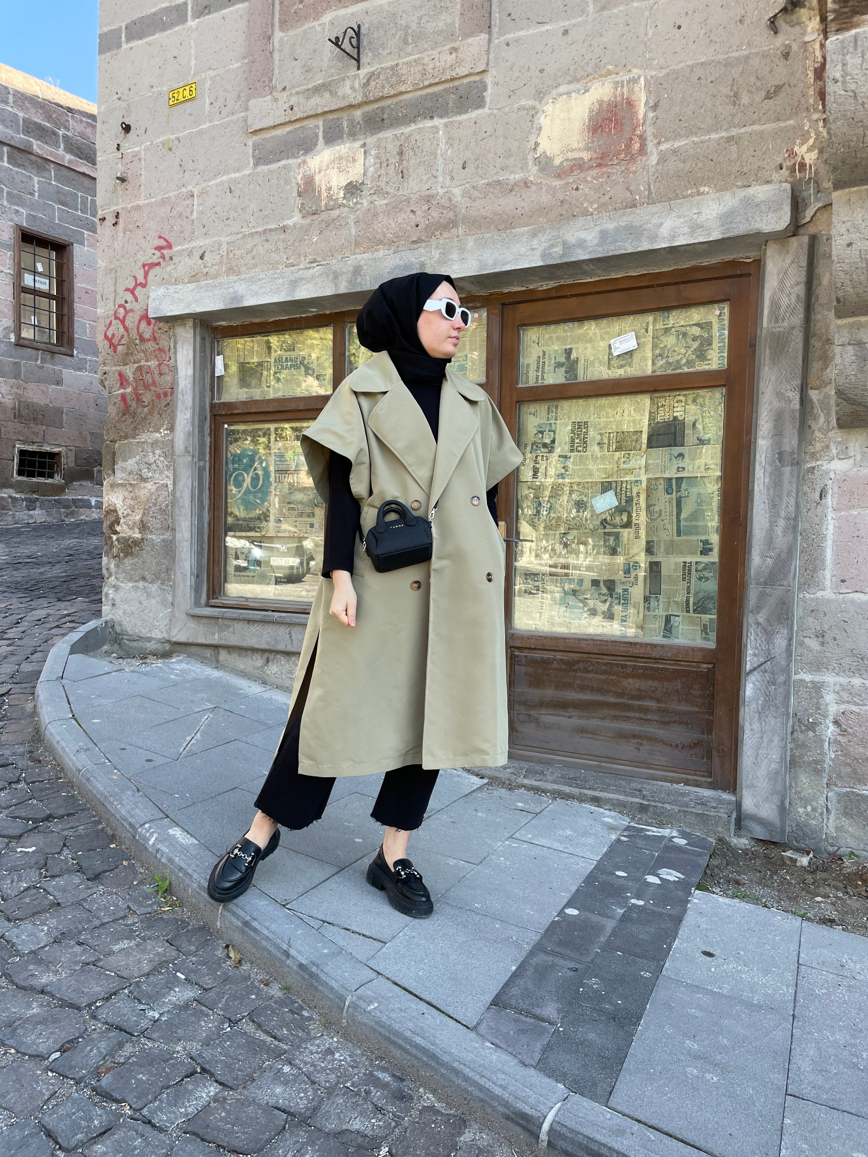 Yelek Model Trençkot Haki