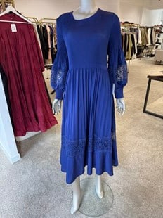 Dantelli Body Elbise Mavi