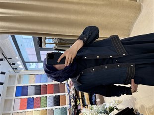 Denim Detaylı Ceket Lacivert