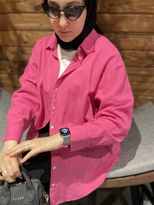 Keten Gömlek Pembe